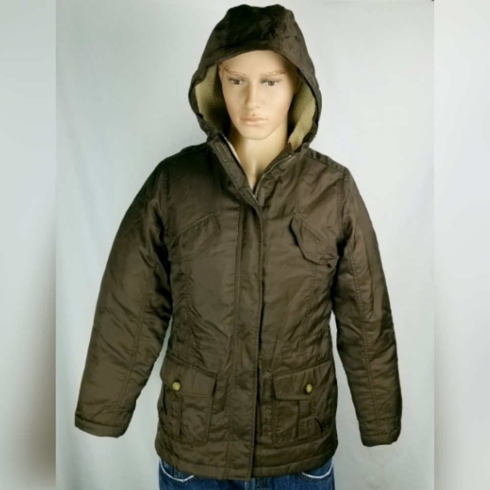 Lands End Boys Winter Coat Sherpa Lined Sz Large